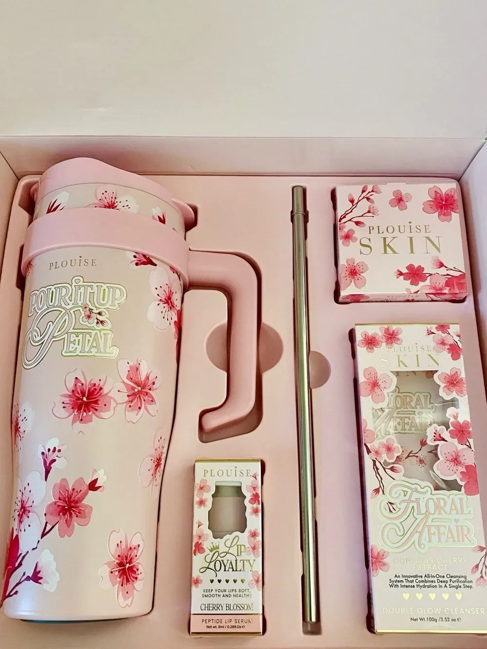 P.Louise Love In Full Bloom Sakura Cherry Blossom Gift Set Tumbler Skincare NIB